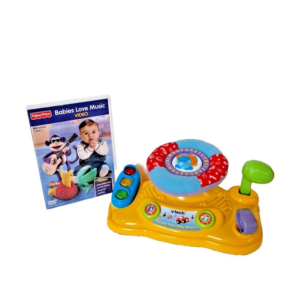 FISHER PRICE BABIES LOVE MUSIC DVD & VTECH AROUND TOWN BABY /Toddler Bundle